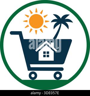 Home Cart Sun Beach Travel Real Estate Logo Template Vector Stock Vector
