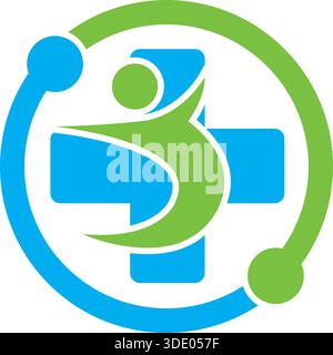 Human Cross Care Health Logo Design Medical Vector Template Icon Stock Vector