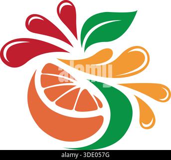 Fruit Orange Leaf Fresh Organic Healthy Logo Design Vector Template Stock Vector