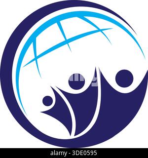 People Globe Connection Logo Design Community Vector Template Icon Stock Vector