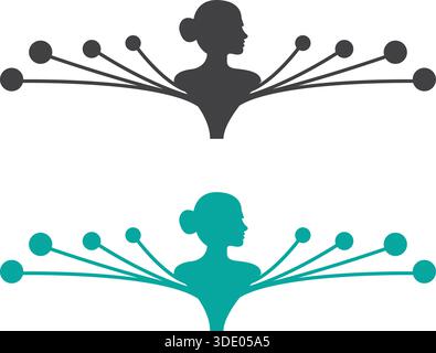 People Connection Network Digital Abstract Logo Vector Template Design Stock Vector