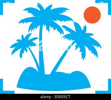 Palm Tree Island Travel Holiday Logo Design Icon Vector Template Stock Vector