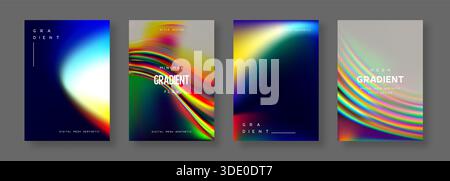 Abstract vector cards with soft mesh gradient Stock Vector