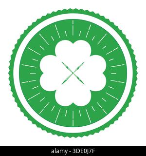 Illustration of a four leaf clover in a green circle on a white background Stock Vector