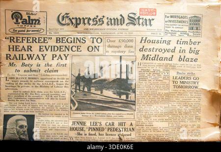 Express and Star vintage British regional evening newspaper June 15, 1955 Stock Photo