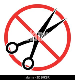 no scissors sign in red crossed out circle on white background Stock Vector