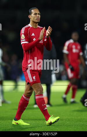 Virgil van Dijk of Liverpool applauds during the UEFA Champions League ...