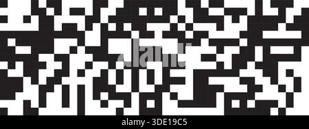 Random black and white pixels background. Square shapes in chaotic arrangement. Abstract mosaic pattern. Destruction, dissolution, disintegration or Stock Vector