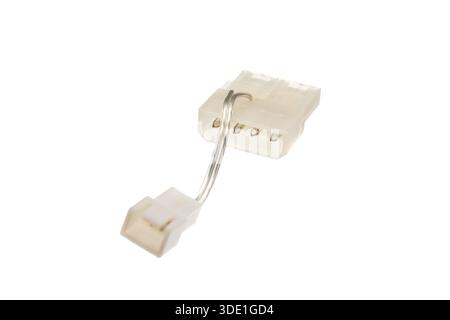Simple 4-pin Molex to small 2-pin power adapter cable for PC components. Stock Photo
