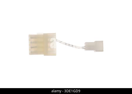 Simple 4-pin Molex to small 2-pin power adapter cable for PC components. Stock Photo