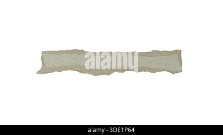 Thin horizontal strip of brown kraft paper with torn, uneven edges and a fibrous texture Concept for scrapbooking and handmade craft design Stock Photo