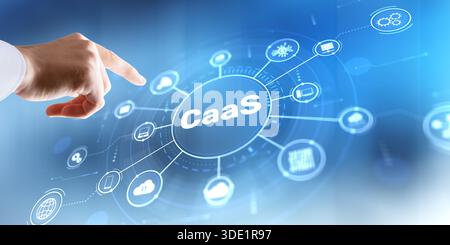 CaaS solutions with automated container orchestration and cloud infrastructure optimization. Stock Photo