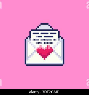 Pixel art Love Letter Envelope game asset Stock Vector