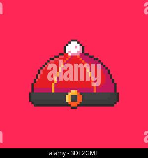 Pixel Art Chinese New Year Hat Game Asset Stock Vector