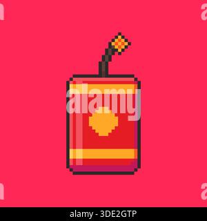 Pixel Art Chinese New Year Candle Game Asset Stock Vector