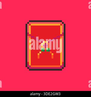 Pixel Art Chinese New Year Red Envelope Game Asset Stock Vector