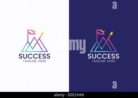 Abstract Success Logo with Mountain Flag and Arrow Graph Element Sign Symbol Stock Vector