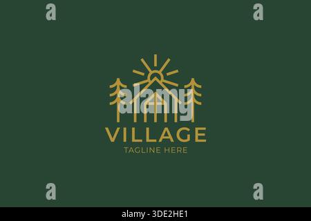 Abstract Illustration Logo Home Cottage at Village Business Nature Property Camp and Resort Stock Vector