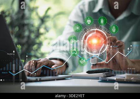Concept of green energy is driving businesses to adopt sustainable technologies, fostering eco-friendly approach benefits both environment and overall Stock Photo
