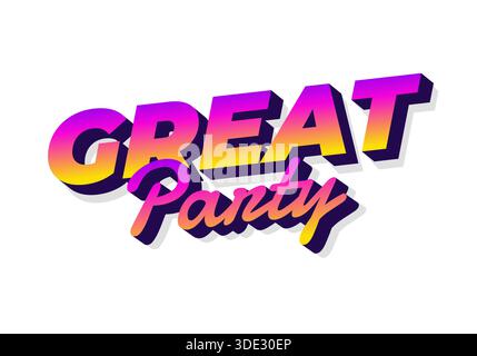 Colorful text design featuring the words GREAT Party in a bold, modern font with a gradient effect Stock Vector
