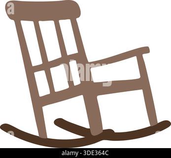 A light brown rocking chair with curved runners shown from the side with playful motion lines. Stock Vector