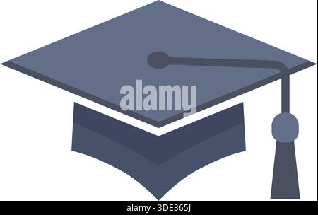 A gray and navy mortarboard with tassel rendered as a flat vector to represent academic achievement. Stock Vector