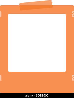 Minimalist Orange Paper Photo Frame with Tape Detail Stock Vector