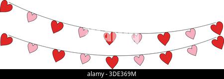 Decorative Heart Garland Border Frame for Valentines vector design Stock Vector