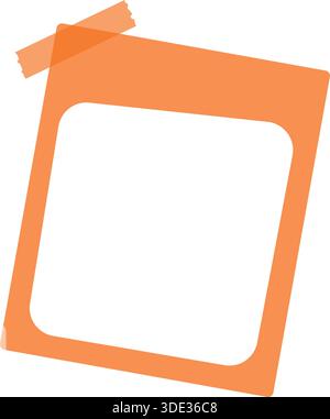 Orange Blank Photo Frame Template with Adhesive Tape Stock Vector
