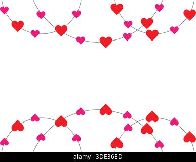 Decorative Heart Garland Border Frame for Valentines vector design Stock Vector