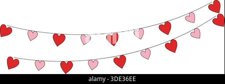 Decorative Heart Garland Border Frame for Valentines vector design Stock Vector