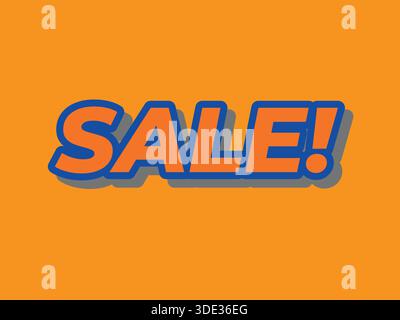 Bold Orange and Blue Sale Promotion Text Element Stock Vector