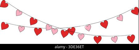 Crossed Heart Bunting Garlands for Wedding Decoration Stock Vector
