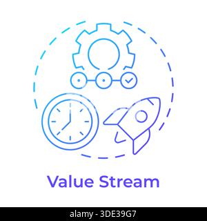 Value stream blue gradient concept icon Stock Vector