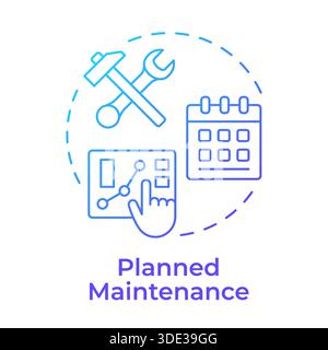 Planned maintenance blue gradient concept icon Stock Vector