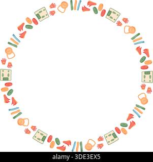 Colorful Minimal Fitness Circle Frame Stock Vector