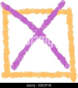 Chalk Sketch Square Check Box Cross Stock Vector