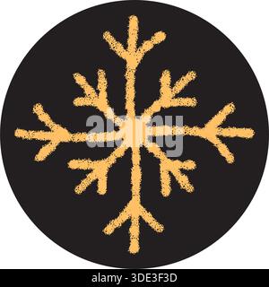 Yellow Snow Flake Sticker In Circle Stock Vector