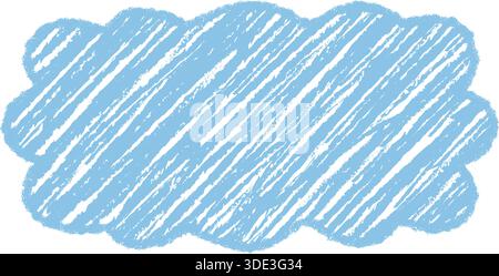 Groovy Blue Scallop Crayon Shaded Border Stock Vector