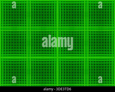 a vibrant green, grid-patterned plastic waffle iron surface. The image focuses on the raised, square grid texture, creating a repetitive, geometric pa Stock Photo
