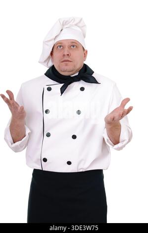 Surprised chef isolated on the white background Stock Photo