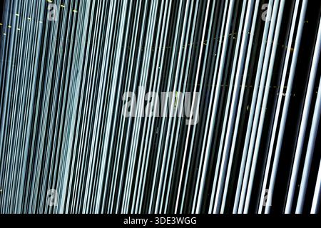 abstract straight neon lights on dark background Stock Photo
