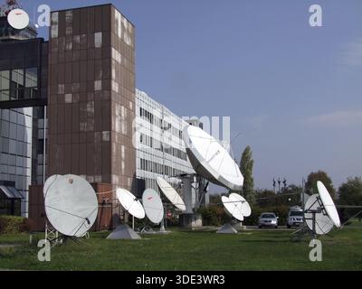 TV Station Up-link / Download Antennas - Broadcasting & Media Industry Stock Photo