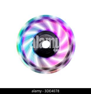 Mountain Bike Rear Derailleur Pulley Wheel in motion, Rainbow Iridescent colors Stock Photo