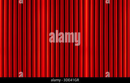 vibrant red velvet curtains with vertical pleats, creating a rich, textured background. The curtains are evenly spaced, with a slight sheen that highl Stock Photo