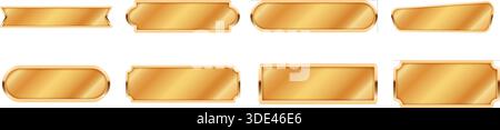 Golden shiny blank banners for titles and labels on black background Stock Vector