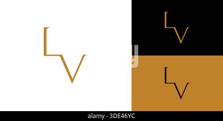 Elegant and luxurious LV letter initial logo design Stock Vector