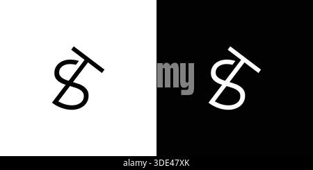 Simple and unique letter ST initials logo design Stock Vector