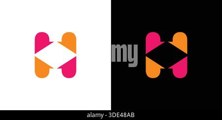 Unique and colorful letter H initials logo design Stock Vector