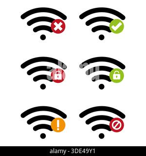 Professional wireless network security. Internet connection Vector. Signal status indicator. Mobile hotspot emblem set. EPS 10. Stock Vector